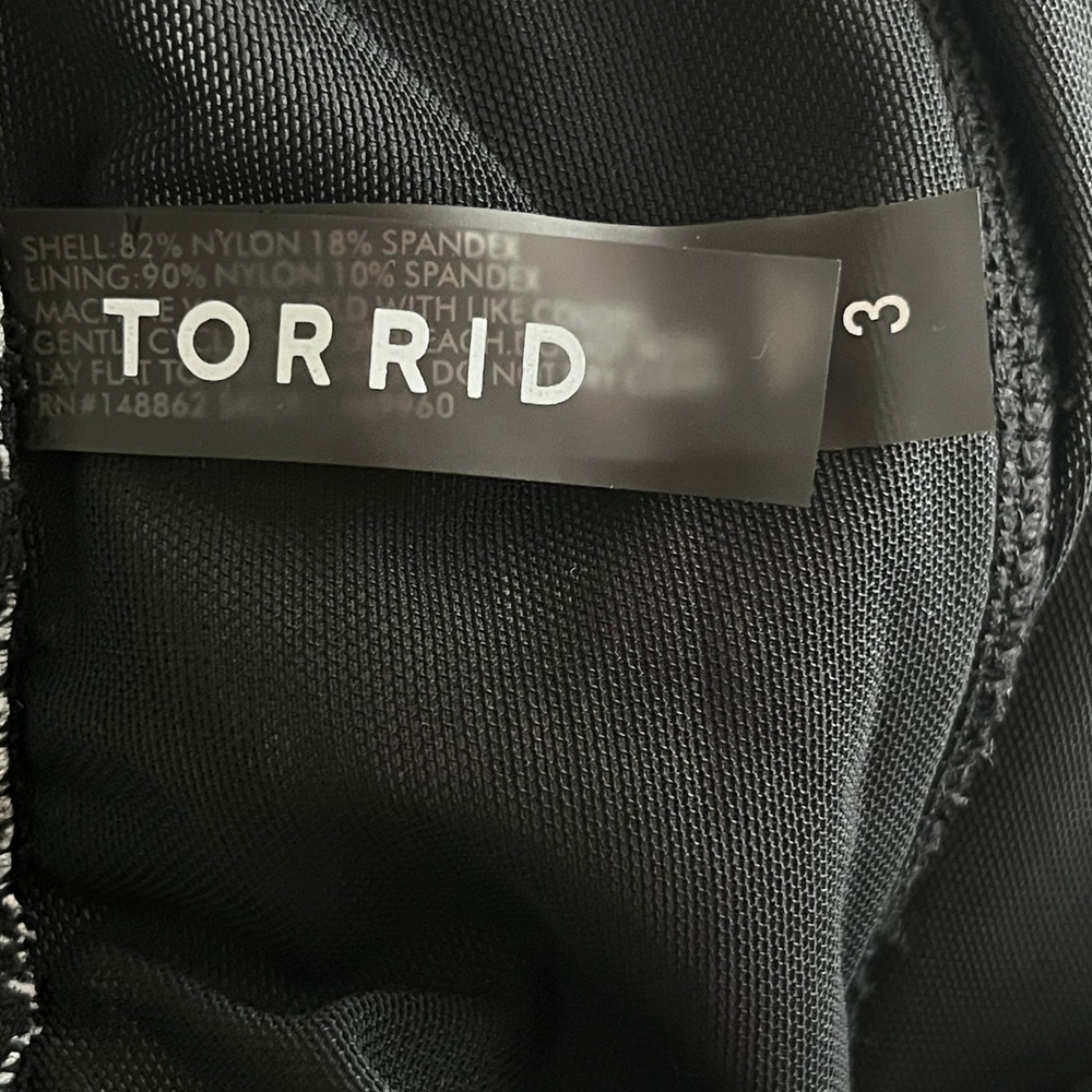 Torrid 3X Hula Girl Swim Dress Black Tropical Skirted One Piece Retro - Picture 9 of 15